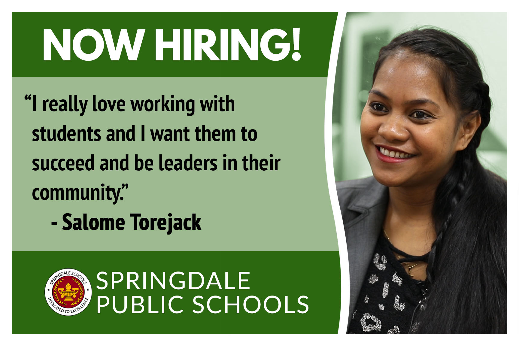 A series of Info Cards to recruit teachers for Springdale Schools
