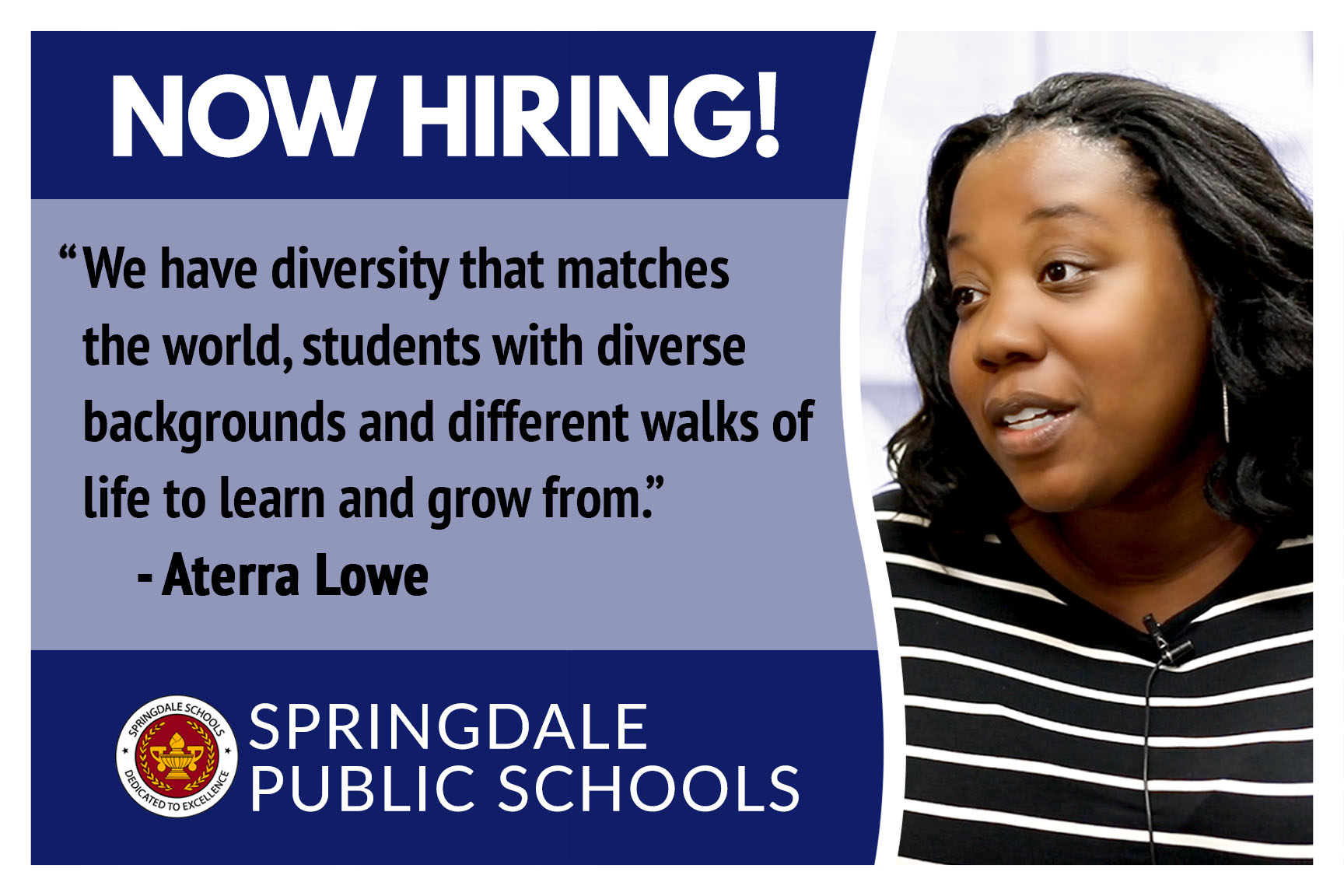 A series of Info Cards to recruit teachers for Springdale Schools