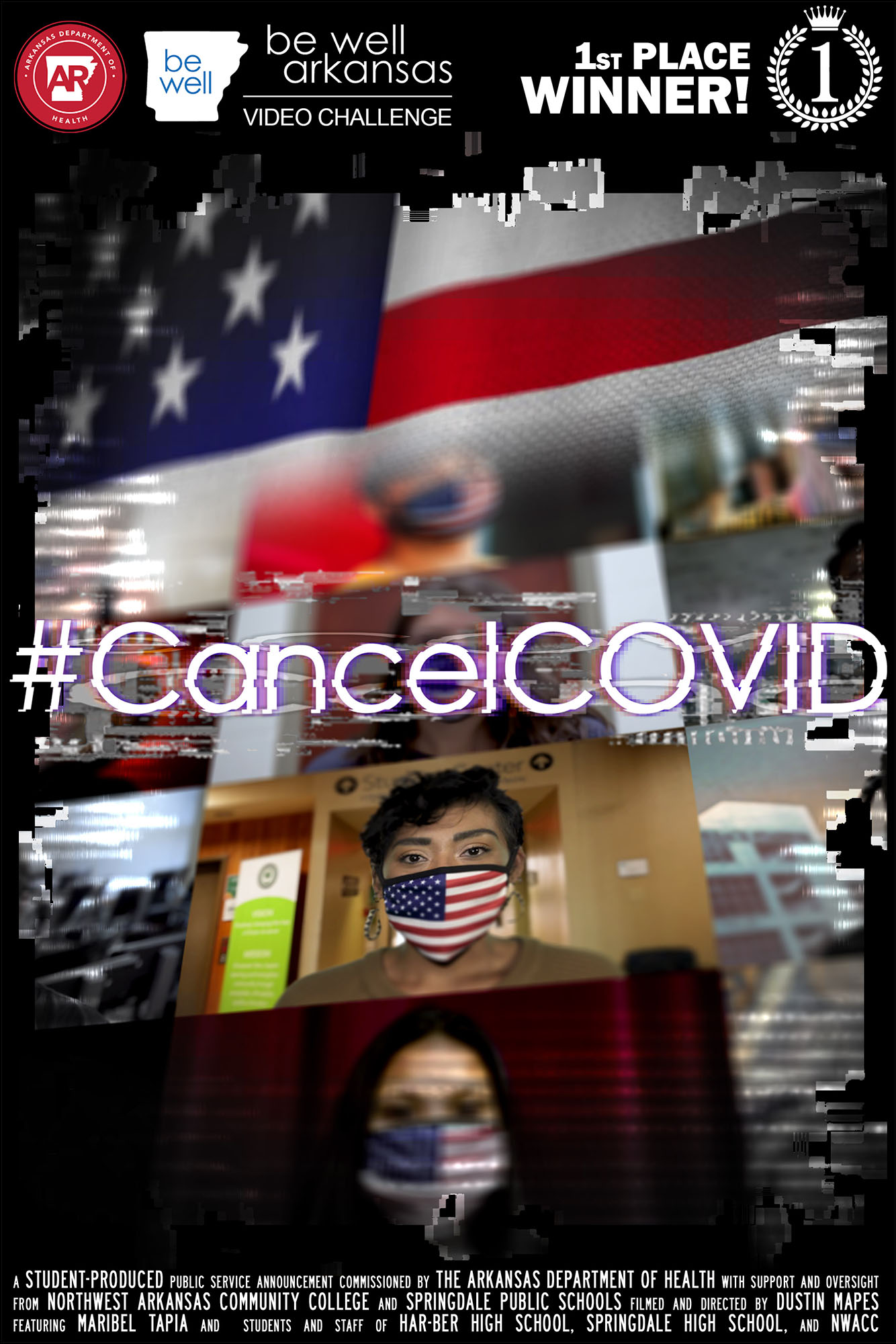 This poster was created to promote the award-winning #CancelCOVID PSA that I filmed and edited