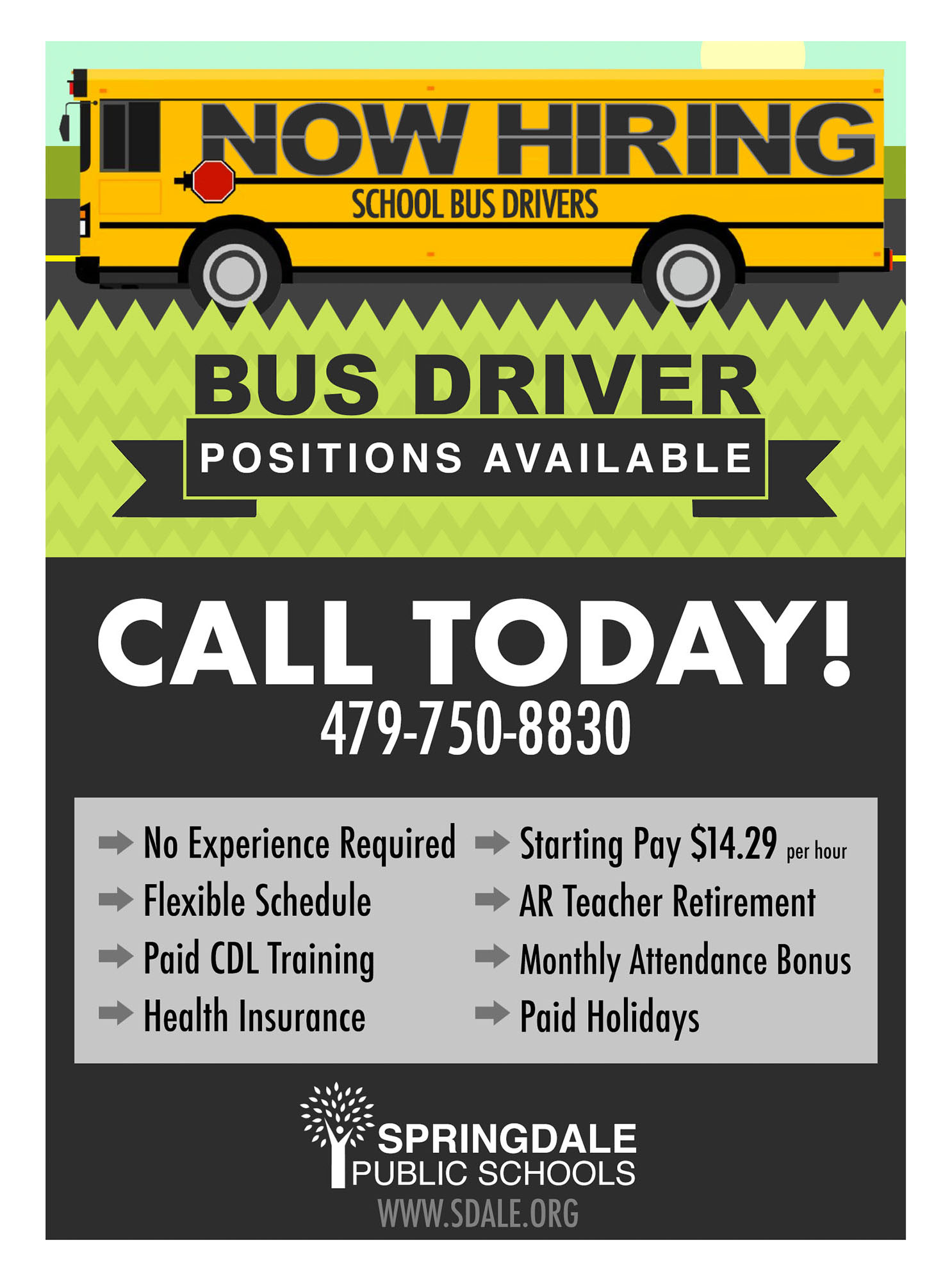 This poster features a simple design to raise awareness of employment opportunities for bus drivers