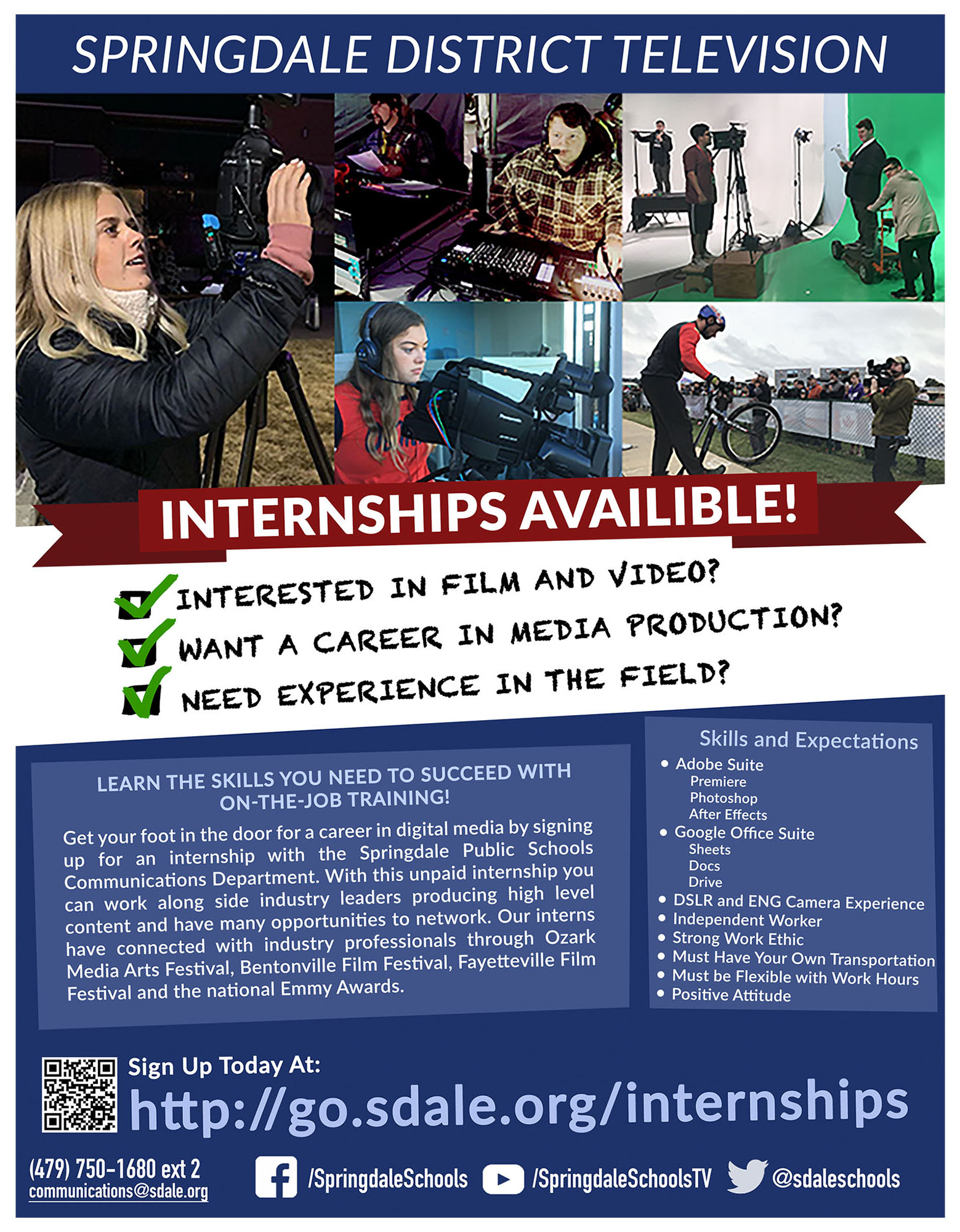 Flyers to be distributed to Film and TV students in Springdale Schools