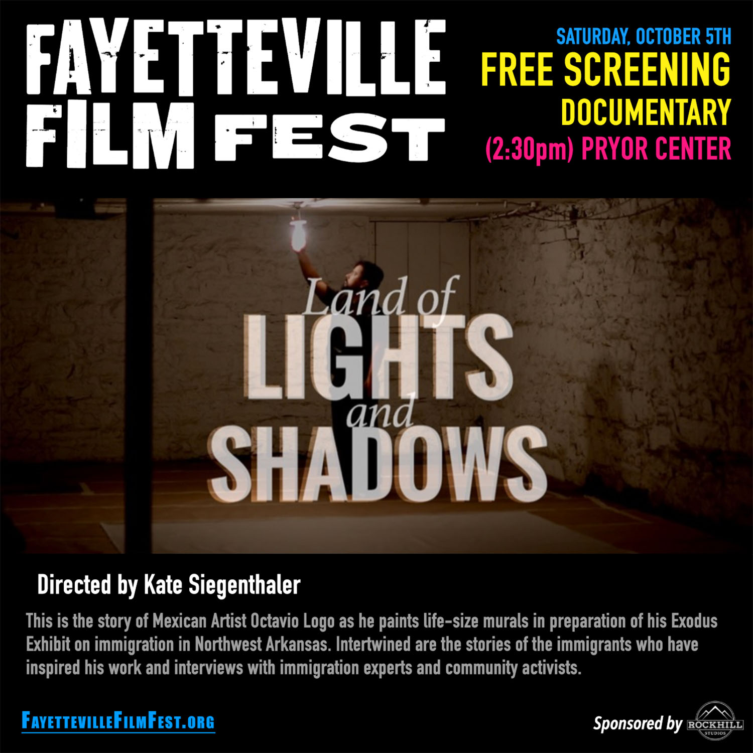 A template for the 2019 Fayetteville Film Fest to share the daily schedule for the festival on various social media platforms