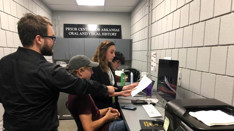 A photo of me working with a team of film students to generate social media content during the Fayetteville Film Fest